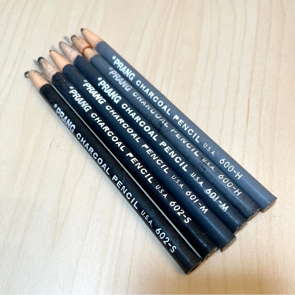 6 Charcoal Pencils. Prang. Made in USA. Art & Design Supply. Draft & Sketch. New